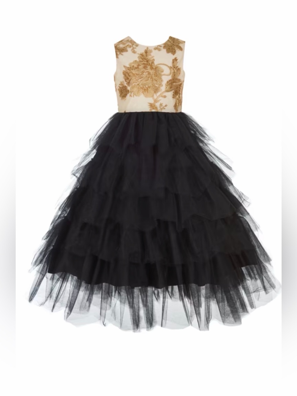 Badgley Mischka Black and Gold Formal Kids Dress